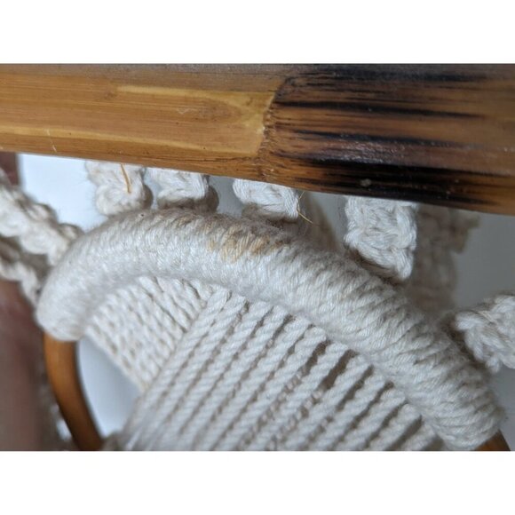 Vintage 1970s macrame wall hanging 49 x 23", boho fiber art home decor, - Picture 9 of 10